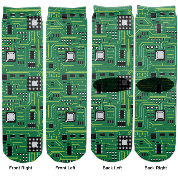 Circuit Board Adult Crew Socks - Double Pair - Front and Back - Apvl