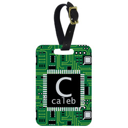 Circuit Board Metal Luggage Tag w/ Name and Initial
