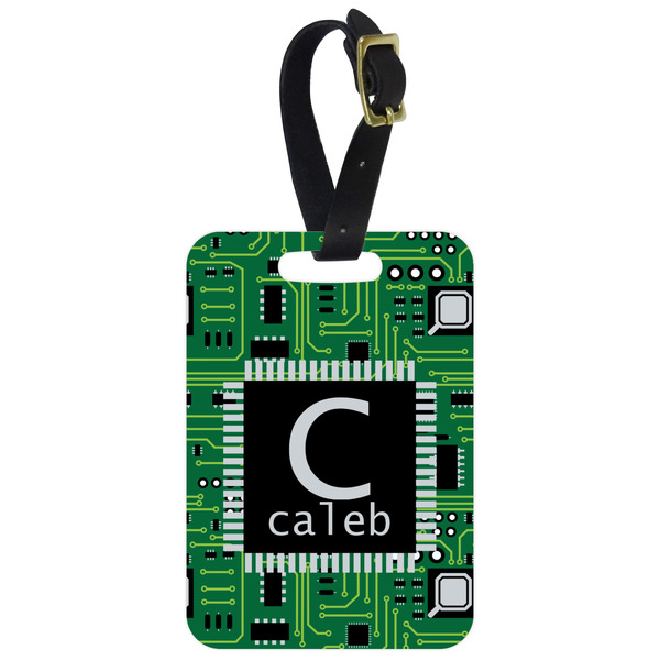 Custom Circuit Board Metal Luggage Tag w/ Name and Initial