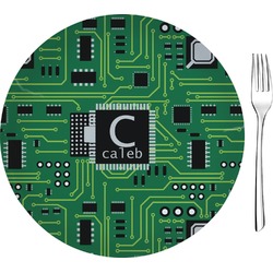 Circuit Board Glass Appetizer / Dessert Plate 8" (Personalized)