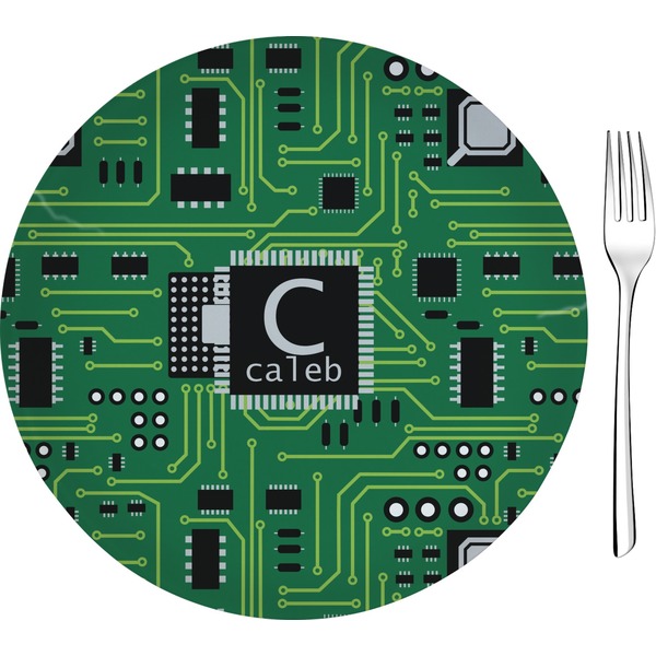 Custom Circuit Board Glass Appetizer / Dessert Plate 8" (Personalized)