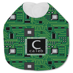 Circuit Board Jersey Knit Baby Bib w/ Name and Initial