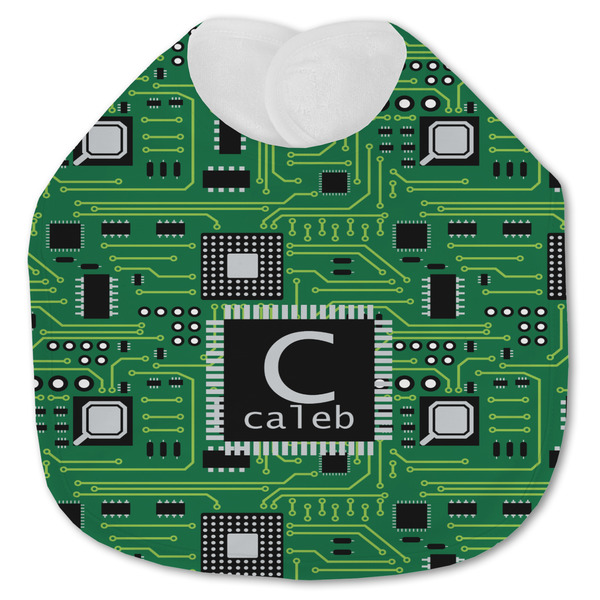 Custom Circuit Board Jersey Knit Baby Bib w/ Name and Initial