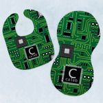 Circuit Board Baby Bib & Burp Set w/ Name and Initial