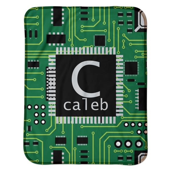 Circuit Board Baby Sherpa Blanket - Flat