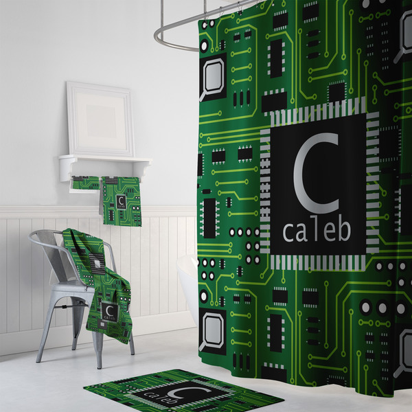 Circuit Board Bath Towel Sets - 3-piece - In Context