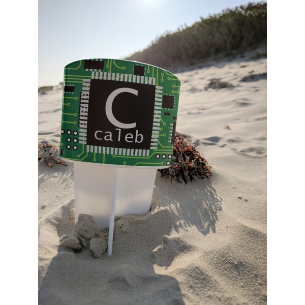 Circuit Board Beach Spiker white on beach with sand