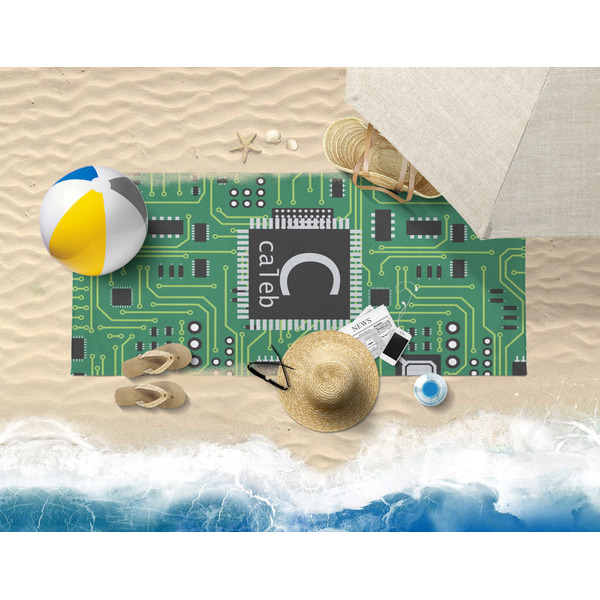 Circuit Board Beach Towel Lifestyle