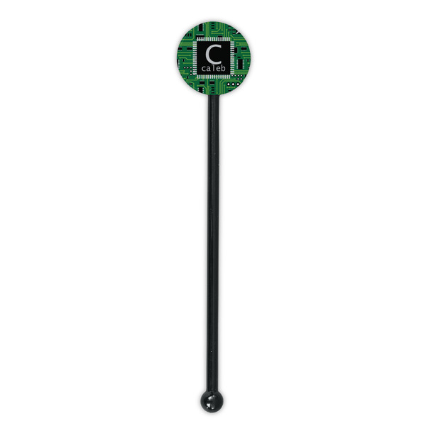 Circuit Board Black Plastic 5.5" Stir Stick - Round - Single Stick