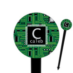 Circuit Board 6" Round Plastic Food Picks - Black - Single Sided (Personalized)