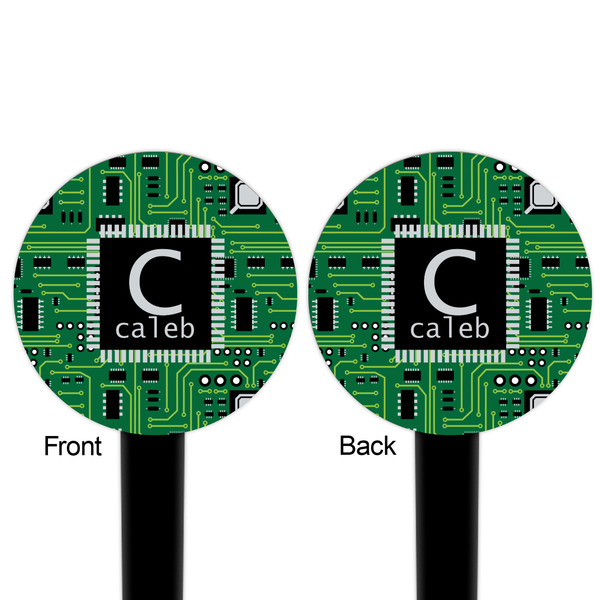 Circuit Board Black Plastic 6" Food Pick - Round - Double Sided - Front & Back