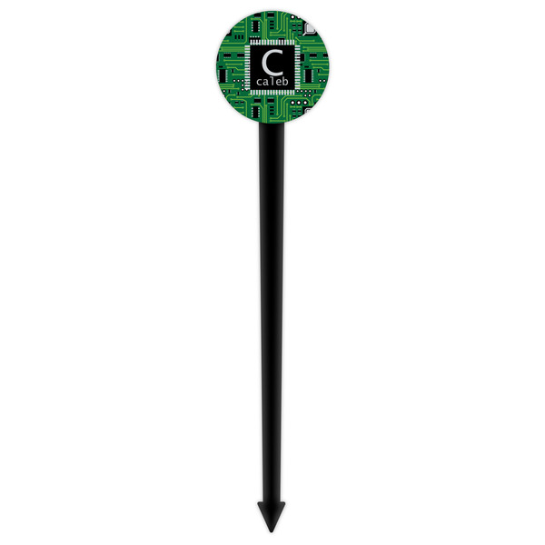 Circuit Board Black Plastic 6" Food Pick - Round - Single Pick