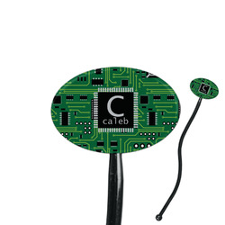 Circuit Board 7" Oval Plastic Stir Sticks - Black - Single Sided (Personalized)