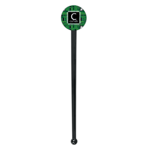 Circuit Board Black Plastic 7" Stir Stick - Round - Single Stick