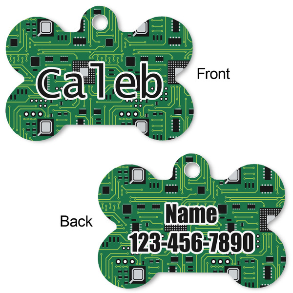 Circuit Board Bone Shaped Dog ID Tag - Large - Approval