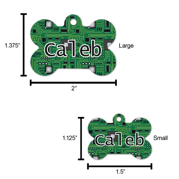 Circuit Board Bone Shaped Dog ID Tag - Large - Scale