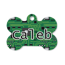 Circuit Board Bone Shaped Dog ID Tag - Small (Personalized)