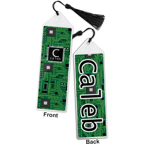 Circuit Board Bookmark with tassel - Front and Back