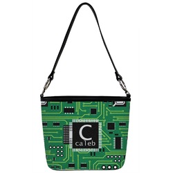 Circuit Board Bucket Bag w/ Genuine Leather Trim (Personalized)