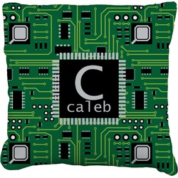 Circuit Board Faux-Linen Throw Pillow 16" (Personalized)