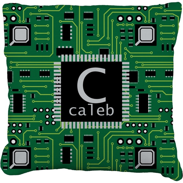 Custom Circuit Board Faux-Linen Throw Pillow 16" (Personalized)