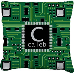 Circuit Board Faux-Linen Throw Pillow 18" (Personalized)