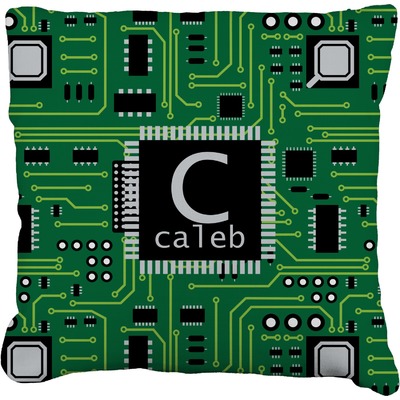 Circuit Board Faux-Linen Throw Pillow 20" (Personalized)