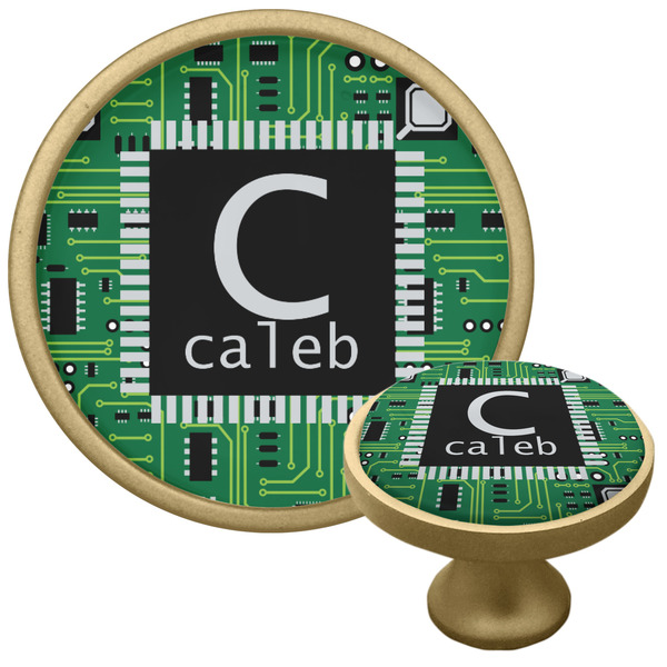 Circuit Board Cabinet Knob - Gold - Multi Angle
