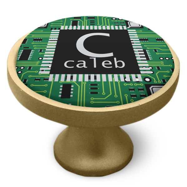 Circuit Board Cabinet Knob - Gold - Side