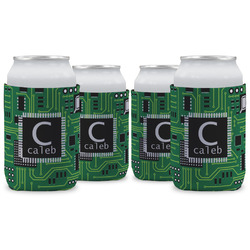 Circuit Board Can Cooler (12 oz) - Set of 4 w/ Name and Initial