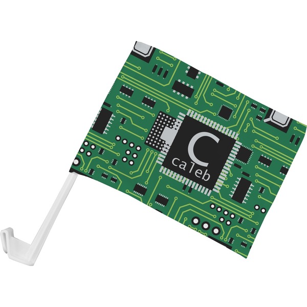 Custom Circuit Board Car Flag - Small w/ Name and Initial