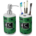 Circuit Board Ceramic Bathroom Accessories Set (Personalized)