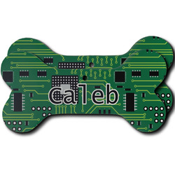 Circuit Board Ceramic Dog Ornament - Front & Back w/ Name and Initial