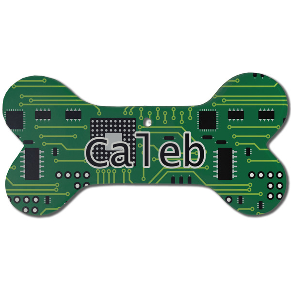 Circuit Board Ceramic Flat Ornament - Bone Front