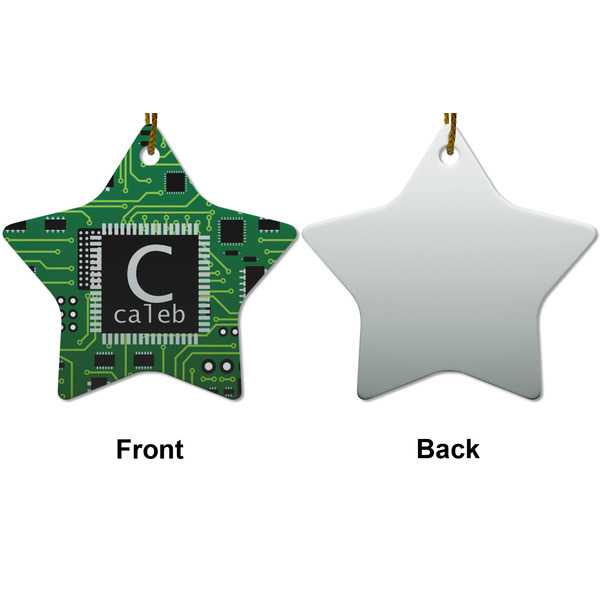 Circuit Board Ceramic Flat Ornament - Star Front & Back (APPROVAL)