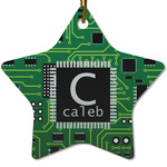 Circuit Board Star Ceramic Ornament w/ Name and Initial