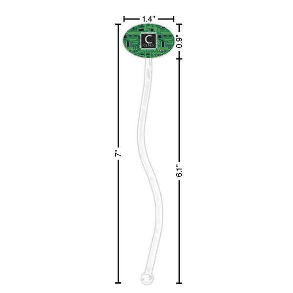 Circuit Board Clear Plastic 7" Stir Stick - Oval - Dimensions