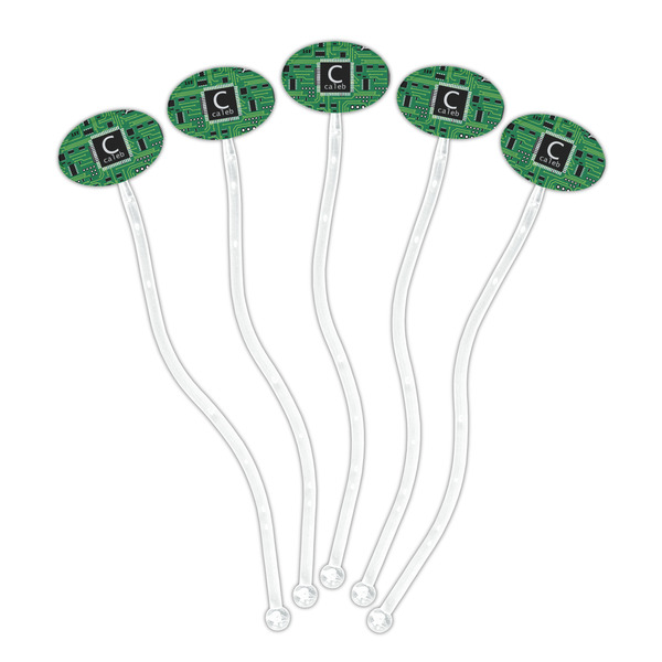 Circuit Board Clear Plastic 7" Stir Stick - Oval - Fan