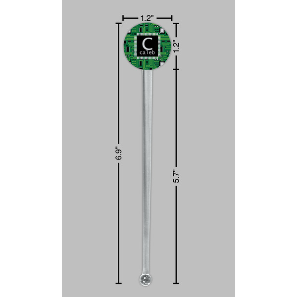Circuit Board Clear Plastic 7" Stir Stick - Round - Dimensions