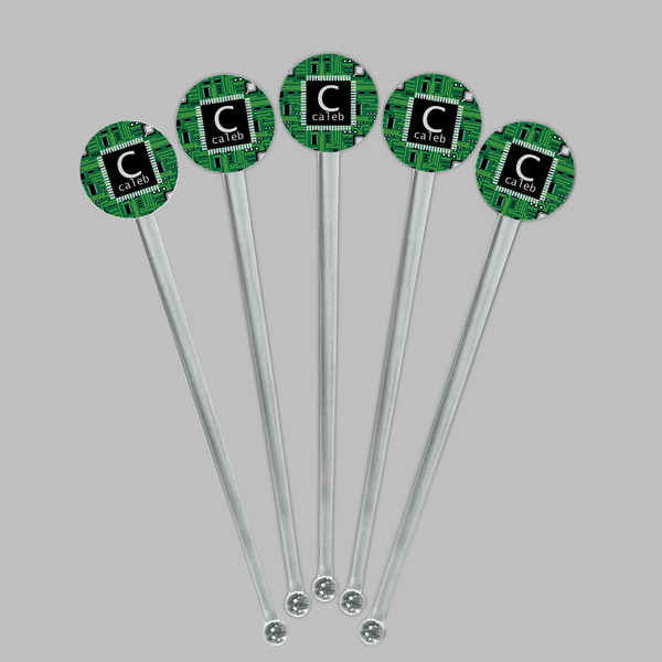 Circuit Board Clear Plastic 7" Stir Stick - Round - Fan View
