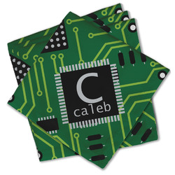 Circuit Board Cloth Cocktail Napkins - Set of 4 w/ Name and Initial