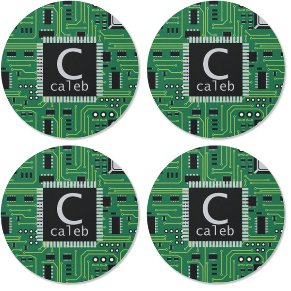 Circuit Board Coaster Round Rubber Back - Apvl