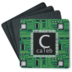 Circuit Board Square Rubber Backed Coasters - Set of 4 (Personalized)