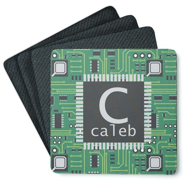 Custom Circuit Board Square Rubber Backed Coasters - Set of 4 (Personalized)