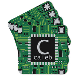 Circuit Board Cork Coaster - Set of 4 w/ Name and Initial