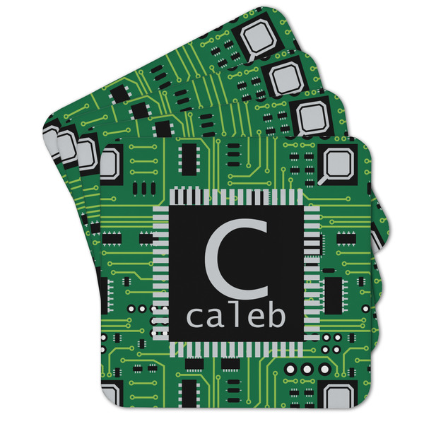 Custom Circuit Board Cork Coaster - Set of 4 w/ Name and Initial