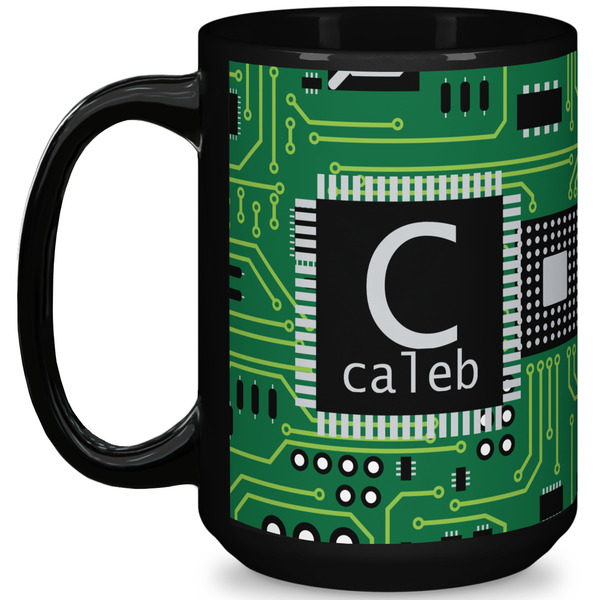 Custom Circuit Board 15 Oz Coffee Mug - Black (Personalized)