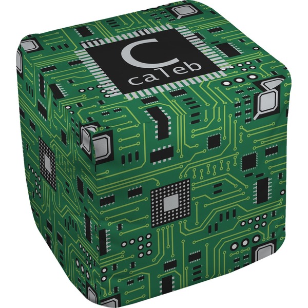Custom Circuit Board Cube Pouf Ottoman (Personalized)
