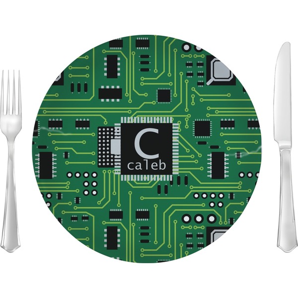 Custom Circuit Board 10" Glass Lunch / Dinner Plates - Single or Set (Personalized)