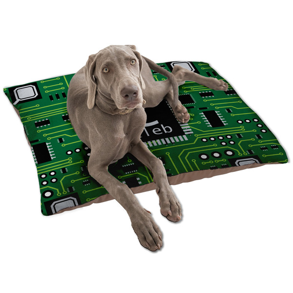 Custom Circuit Board Dog Bed - Large w/ Name and Initial